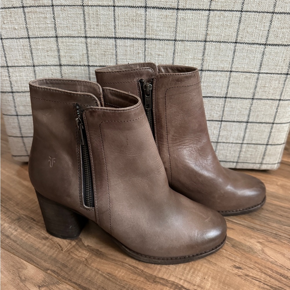 Frye Dark Brown Leather Ankle Booties